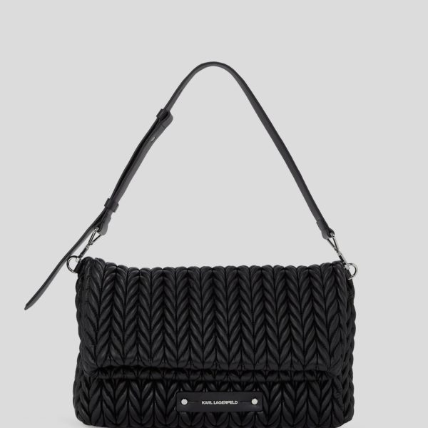 Karl Lagerfeld, Grand Sac Porté Épaule K/weave, Femme, Noir-Nickel, Taille: X00