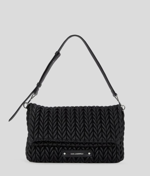 Karl Lagerfeld, Grand Sac Porté Épaule K/weave, Femme, Noir-Nickel, Taille: X00