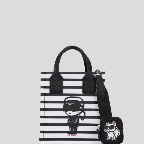 Karl Lagerfeld, Petit Sac Cabas À Rayures Ikon, Femme, Petite rayure Noir-Blanc, Taille: X00