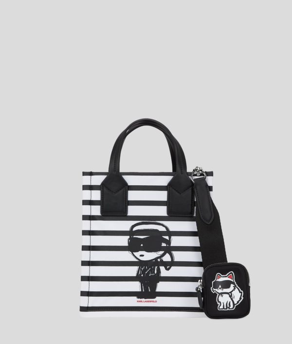 Karl Lagerfeld, Petit Sac Cabas À Rayures Ikon, Femme, Petite rayure Noir-Blanc, Taille: X00