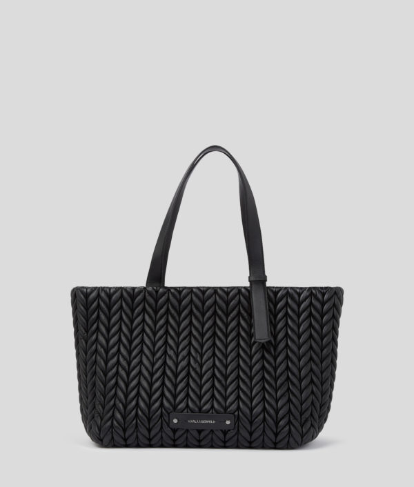 Karl Lagerfeld, Grand Sac Cabas K/weave, Femme, Noir-Nickel, Taille: X00