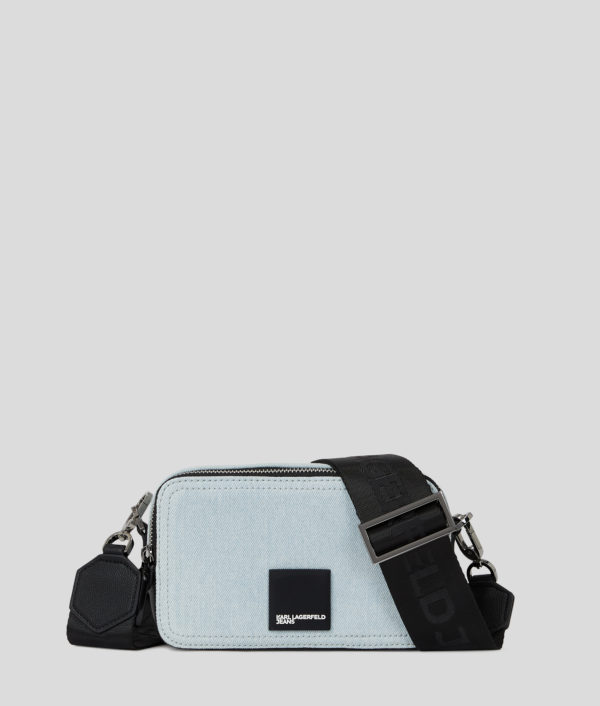 Karl Lagerfeld, Sac Pour Appareil Photo En Denim Avec Logo Carré, Femme, Bleu Clair, Taille: X00