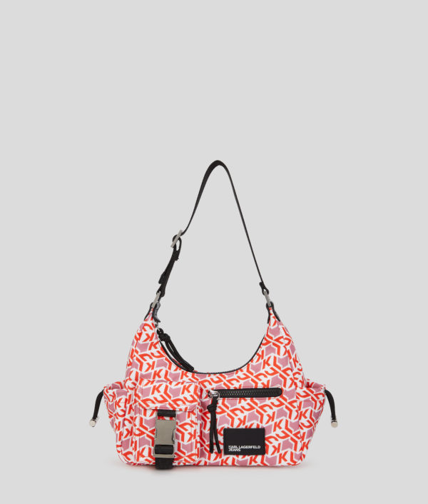 Karl Lagerfeld, Sac Porté Épaule En Nylon Fonctionnel Monogram, Femme, Monogramme rouge sur toute la surface, Taille: X00