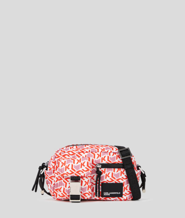 Karl Lagerfeld, Sac Bandoulière Fonctionnel En Nylon Monogram, Femme, Monogramme rouge sur toute la surface, Taille: X00