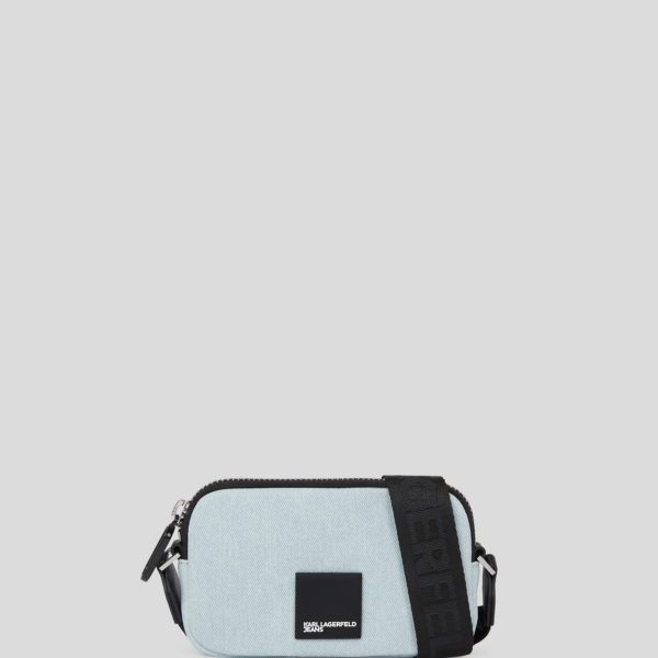 Karl Lagerfeld, Mini-sac Bandoulière En Denim Avec Logo Carré, Femme, Bleu Clair, Taille: X00