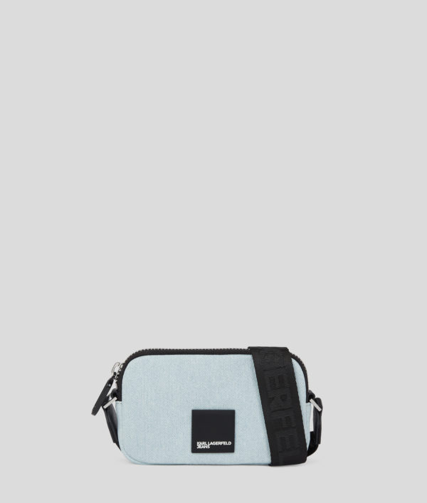 Karl Lagerfeld, Mini-sac Bandoulière En Denim Avec Logo Carré, Femme, Bleu Clair, Taille: X00