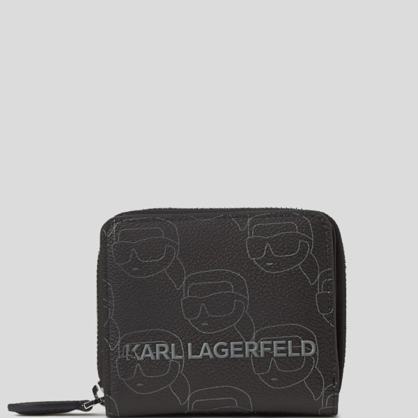 Karl Lagerfeld, Portefeuille Ikon Monogram Moyen, Femme, NFT All Over Pattern Noir, Taille: X00
