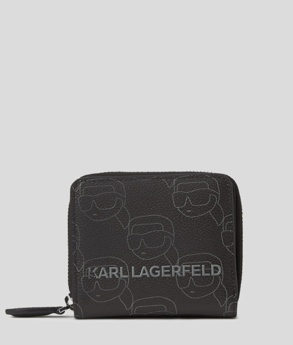 Karl Lagerfeld, Portefeuille Ikon Monogram Moyen, Femme, NFT All Over Pattern Noir, Taille: X00