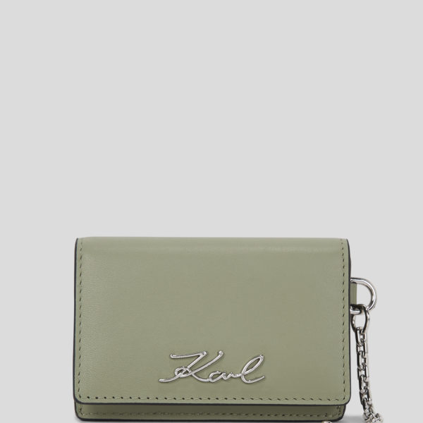 Karl Lagerfeld, Porte-cartes À Chaîne K/signature, Femme, Vert d'huile, Taille: X00