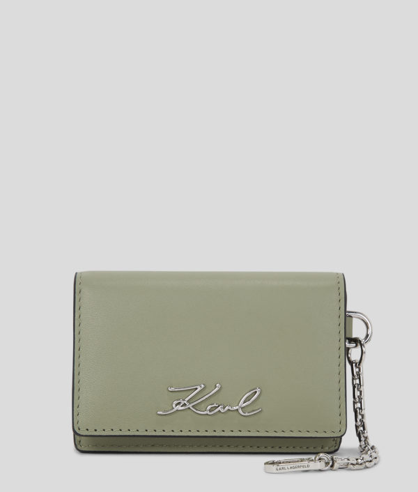 Karl Lagerfeld, Porte-cartes À Chaîne K/signature, Femme, Vert d'huile, Taille: X00