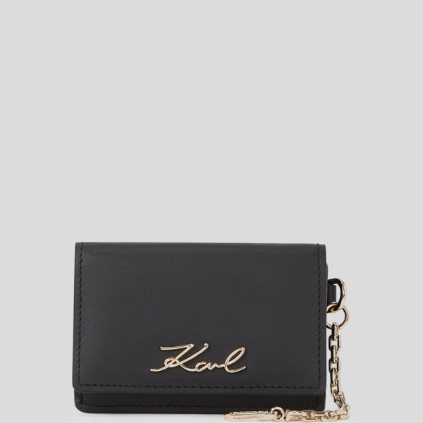 Karl Lagerfeld, Porte-cartes À Chaîne K/signature, Femme, Noir/Or, Taille: X00