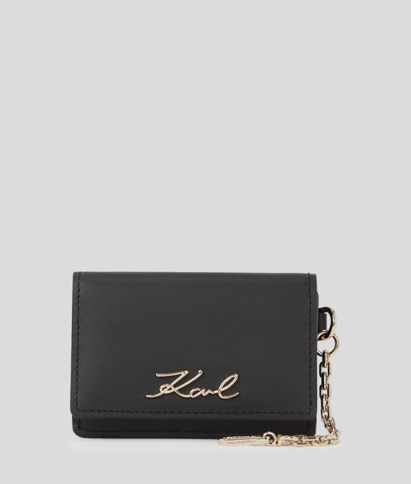 Karl Lagerfeld, Porte-cartes À Chaîne K/signature, Femme, Noir/Or, Taille: X00