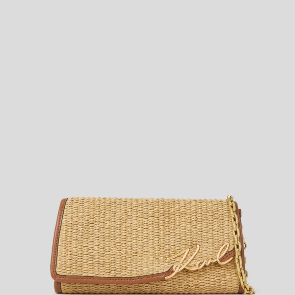 Karl Lagerfeld, Portefeuille Bandoulière En Raphia K/signature, Femme, Naturel-Tan, Taille: X00