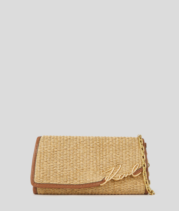 Karl Lagerfeld, Portefeuille Bandoulière En Raphia K/signature, Femme, Naturel-Tan, Taille: X00