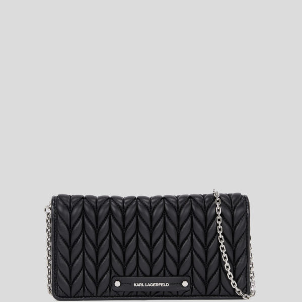 Karl Lagerfeld, Portefeuille Bandoulière K/weave, Femme, Noir-Nickel, Taille: X00