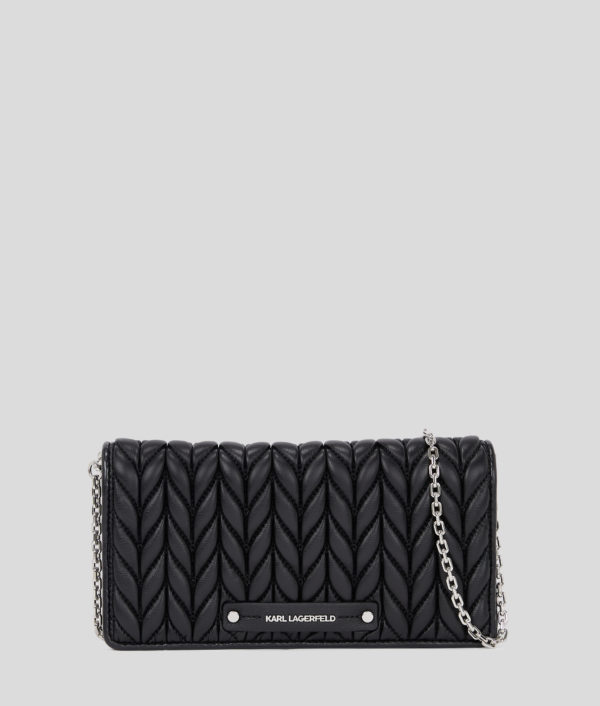 Karl Lagerfeld, Portefeuille Bandoulière K/weave, Femme, Noir-Nickel, Taille: X00