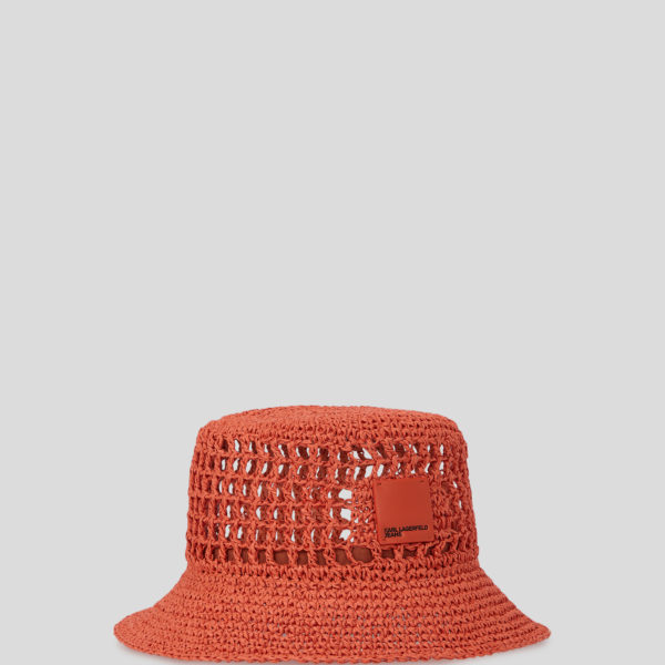 Karl Lagerfeld, Bob En Raphia Avec Logo Carré, Femme, Poinciana, Taille: X00