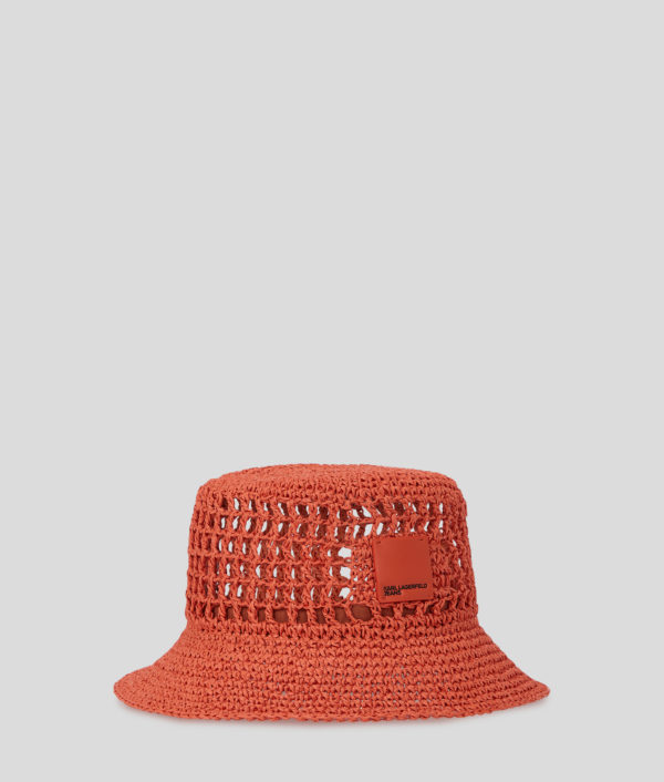 Karl Lagerfeld, Bob En Raphia Avec Logo Carré, Femme, Poinciana, Taille: X00