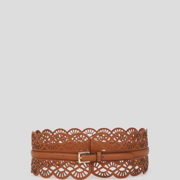 Karl Lagerfeld, Ceinture Éventail K/essential, Femme, Tan foncé, Taille: X95