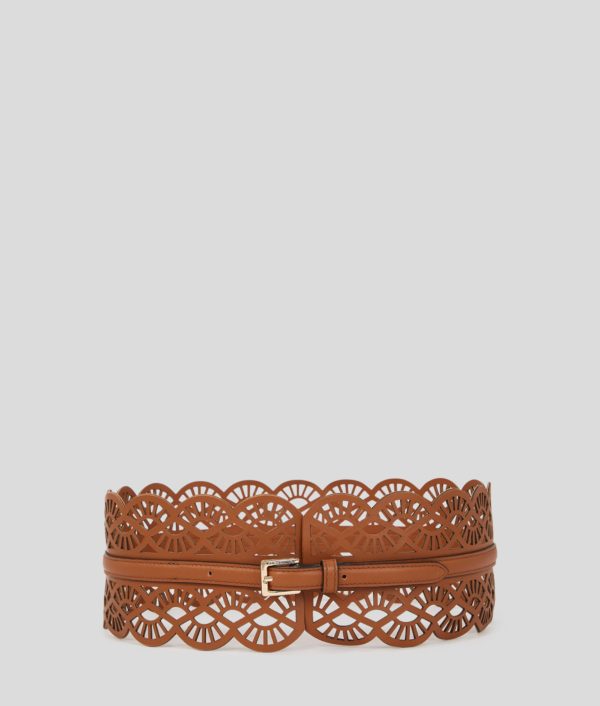 Karl Lagerfeld, Ceinture Éventail K/essential, Femme, Tan foncé, Taille: X95