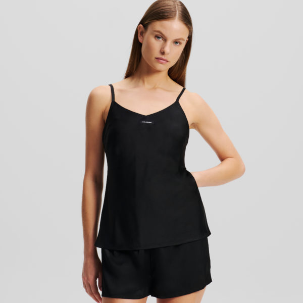Karl Lagerfeld, Ensemble Pyjama En Satin Avec Logo Karl, Femme, Noir, Taille: XXS