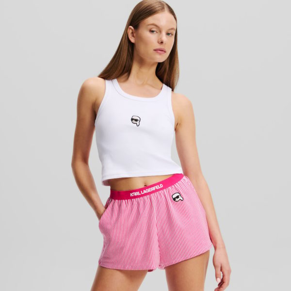 Karl Lagerfeld, Débardeur Cropped De Pyjama Ikon, Femme, Blanc, Taille: XXS