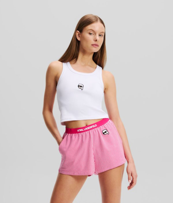 Karl Lagerfeld, Débardeur Cropped De Pyjama Ikon, Femme, Blanc, Taille: XXS