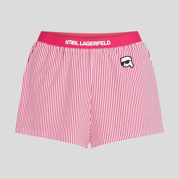 Karl Lagerfeld, Short De Pyjama Ikon Rayé, Femme, Framboise-rayure blanche, Taille: XXS