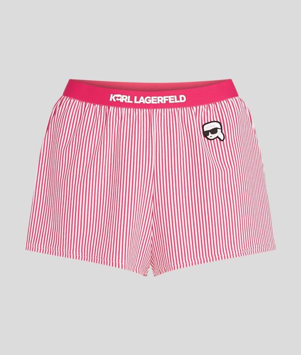 Karl Lagerfeld, Short De Pyjama Ikon Rayé, Femme, Framboise-rayure blanche, Taille: XXS