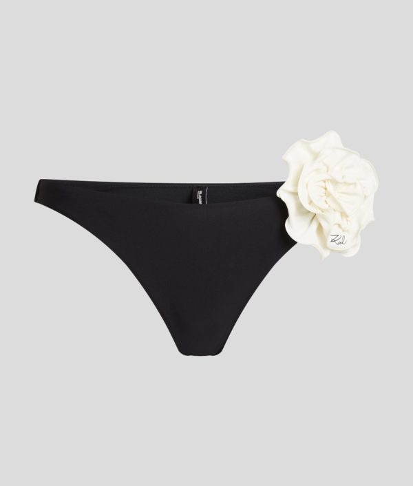 Karl Lagerfeld, Bas De Bikini Floral Échancré, Femme, Noir, Taille: XXS