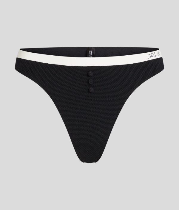 Karl Lagerfeld, Bas De Bikini Monochrome, Femme, Blanc/Noir, Taille: XXS