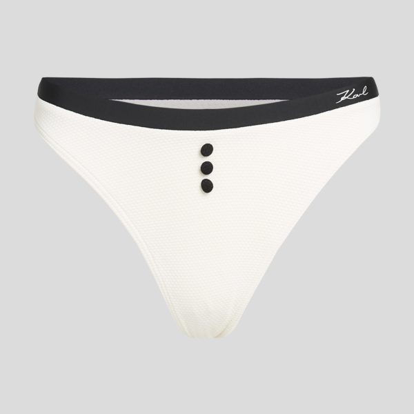 Karl Lagerfeld, Bas De Bikini Monochrome, Femme, Crème Cannoli-Noir, Taille: XXS