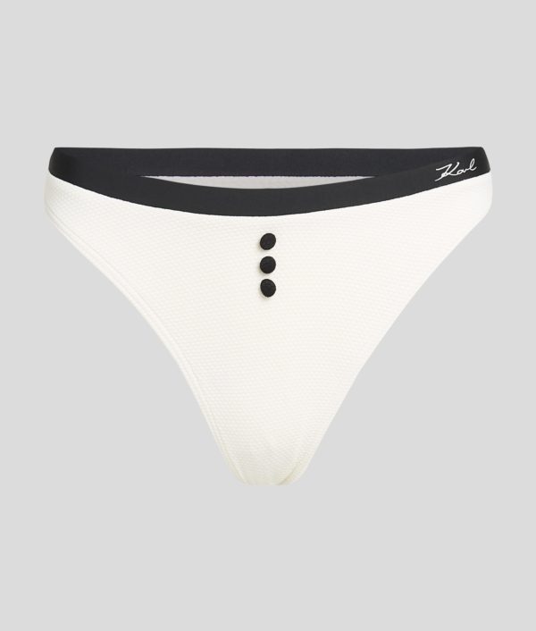 Karl Lagerfeld, Bas De Bikini Monochrome, Femme, Crème Cannoli-Noir, Taille: XXS