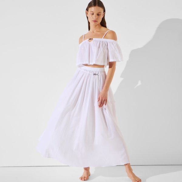 Karl Lagerfeld, Jupe Longue De Plage K/signature, Femme, Blanc, Taille: XXS