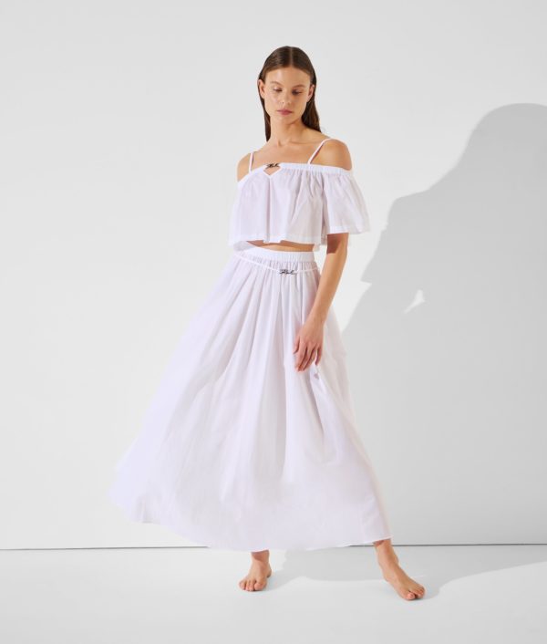 Karl Lagerfeld, Jupe Longue De Plage K/signature, Femme, Blanc, Taille: XXS