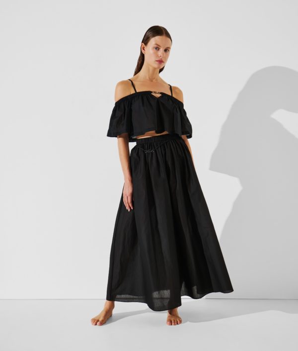 Karl Lagerfeld, Jupe Longue De Plage K/signature, Femme, Noir, Taille: XXS