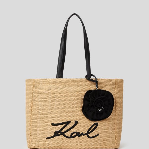 Karl Lagerfeld, Cabas De Plage Floral En Raphia K/signature, Femme, Naturel, Taille: X00