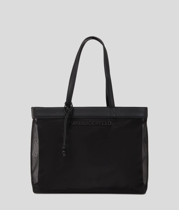 Karl Lagerfeld, Cabas De Plage En Mesh Avec Logo Karl, Femme, Noir, Taille: X00