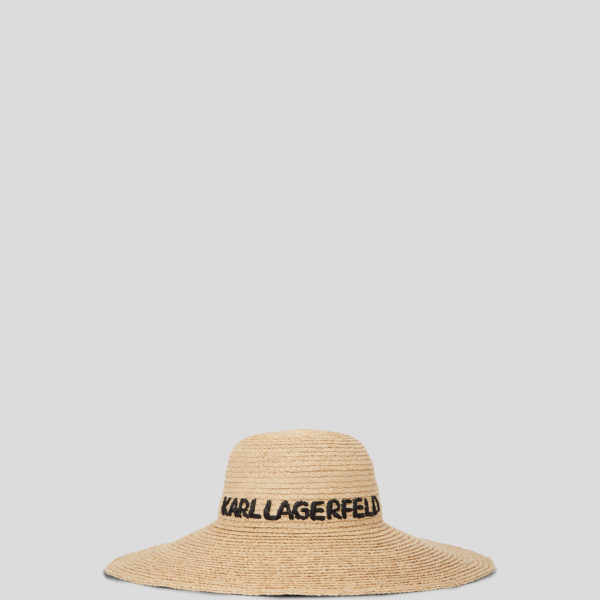 Karl Lagerfeld, Chapeau De Soleil En Raphia Avec Logo Karl, Femme, Naturel, Taille: X00