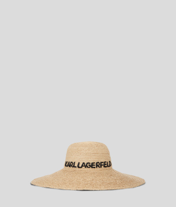 Karl Lagerfeld, Chapeau De Soleil En Raphia Avec Logo Karl, Femme, Naturel, Taille: X00