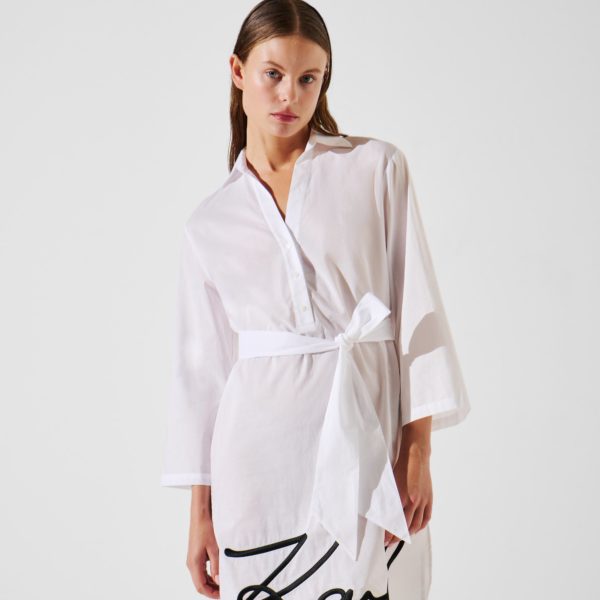 Karl Lagerfeld, Robe-chemise De Plage K/signature, Femme, Blanc, Taille: XXS