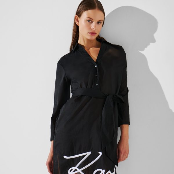 Karl Lagerfeld, Robe-chemise De Plage K/signature, Femme, Noir, Taille: XXS