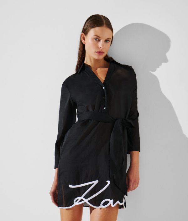Karl Lagerfeld, Robe-chemise De Plage K/signature, Femme, Noir, Taille: XXS