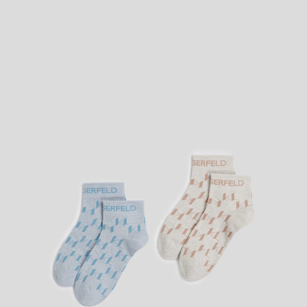 Karl Lagerfeld, Chaussettes Courtes K/monogram - 2-pack, Femme, Bleu Kentucky-Pristine, Taille: X00