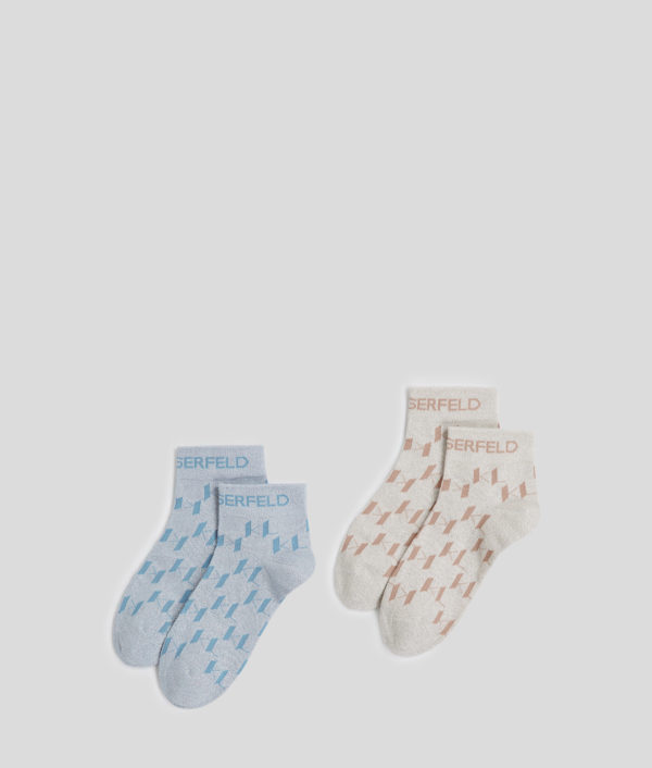 Karl Lagerfeld, Chaussettes Courtes K/monogram - 2-pack, Femme, Bleu Kentucky-Pristine, Taille: X00