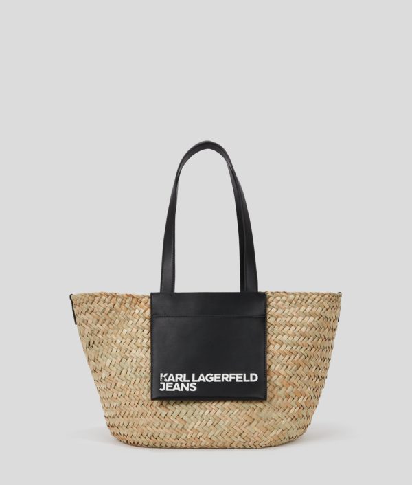 Karl Lagerfeld, Tote Bag En Raphia, Femme, Naturel/Noir, Taille: X00