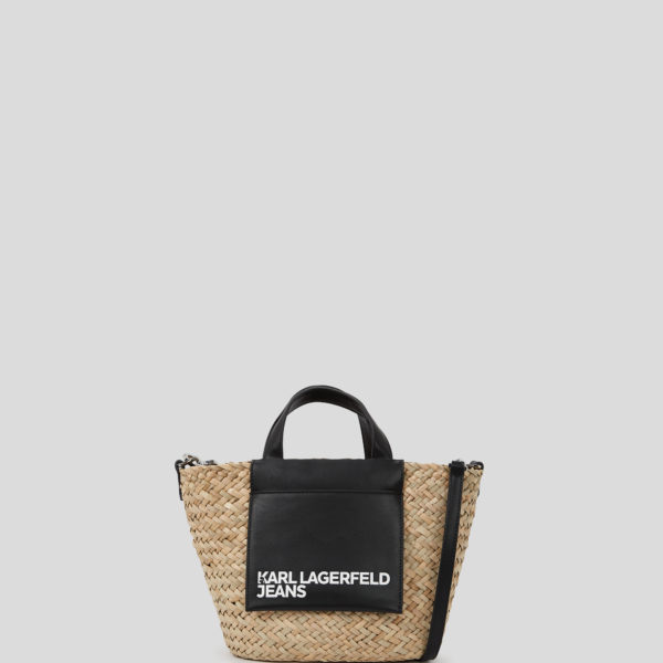 Karl Lagerfeld, Mini-tote Bag En Raphia, Femme, Naturel/Noir, Taille: X00