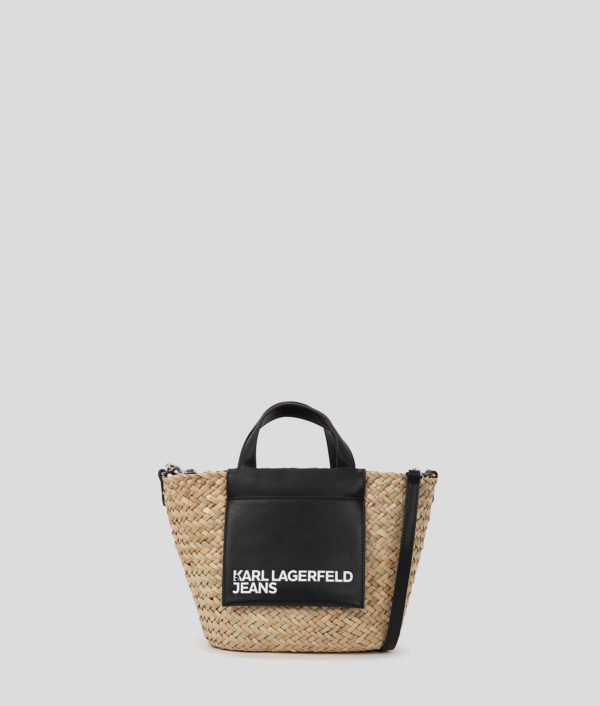 Karl Lagerfeld, Mini-tote Bag En Raphia, Femme, Naturel/Noir, Taille: X00
