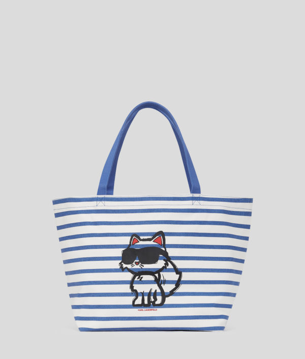 Karl Lagerfeld, Cabas À Rayures Ikon Choupette, Femme, Rayures blanches et bleues, Taille: X00