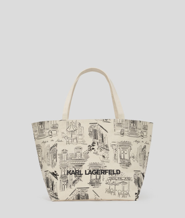 Karl Lagerfeld, Cabas Avec Imprimé Intégral Kl X Jorge Parra, Femme, Naturel, Taille: X00